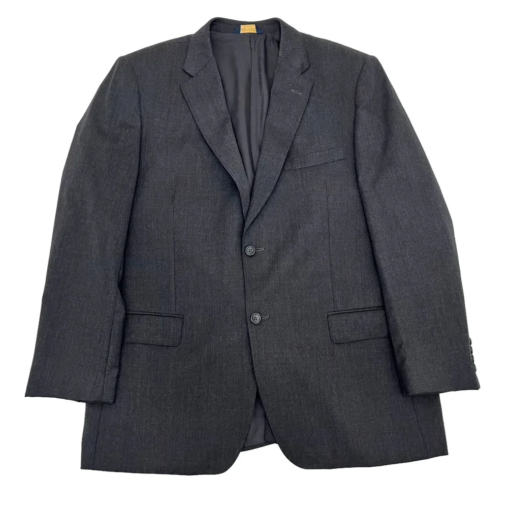 Joseph & Feiss Gold‎ Mens 44R Blazer Jacket Black Charcoal Wool Long Sleeve